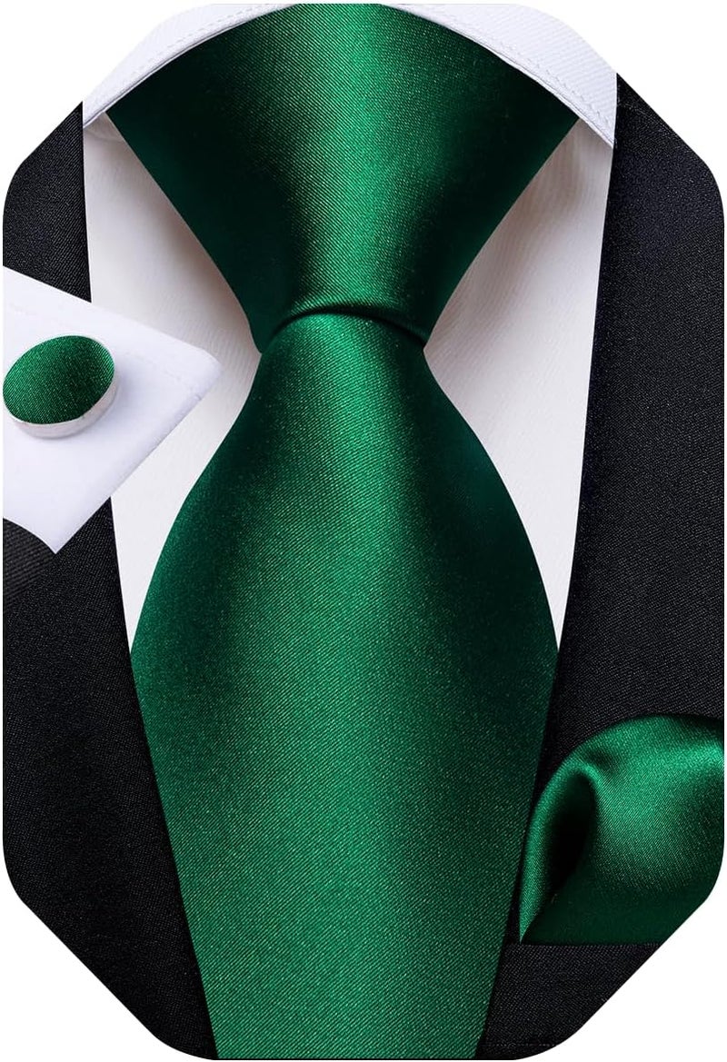 DiBanGu Mens Solid Color Tie and Pocket Square Set Woven Silk Plain Necktie & Handkerchief for Men Wedding Party Formal - Image 1